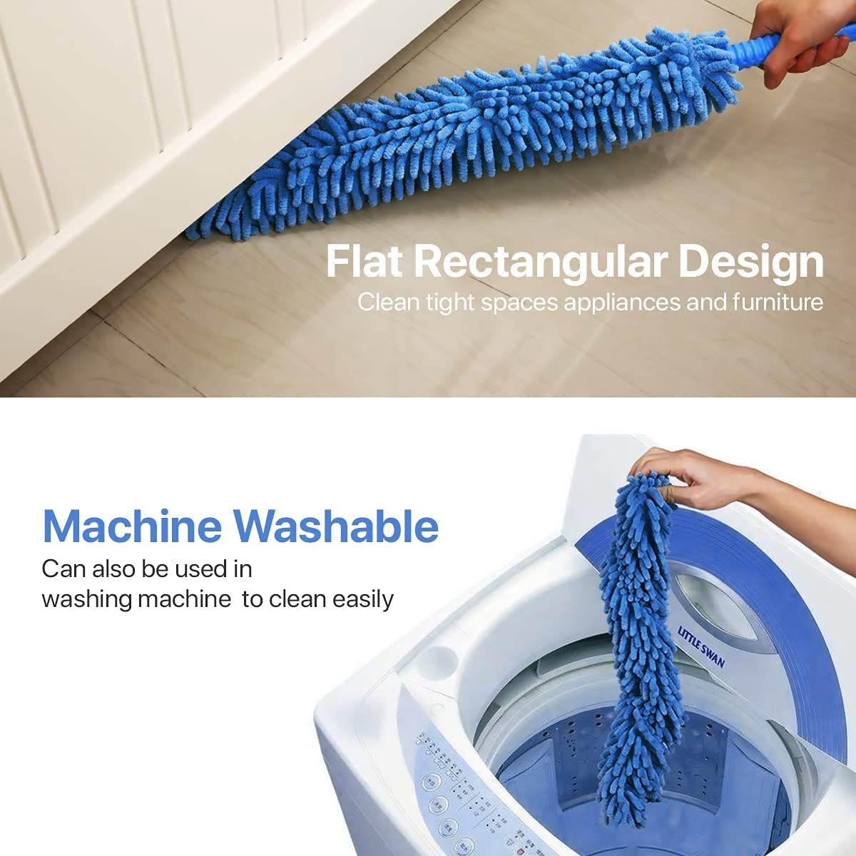 an Cleaner Brush with Long Rod Flexible Fan Cleaning Mop Microfiber Dust Cleaner Foldable Duster for Home, Kitchen, Car, Ceiling (Multicolor)