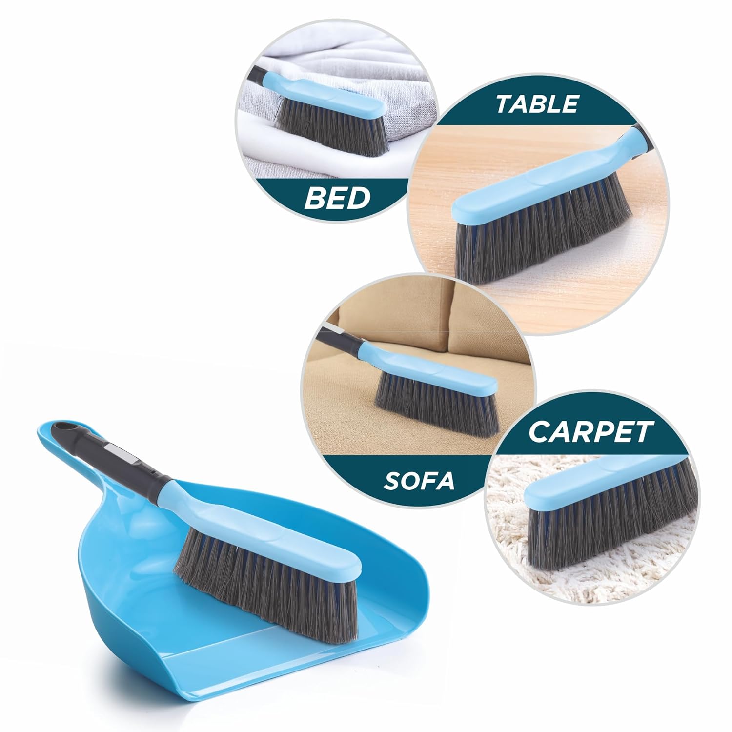 Dustpan with Multi-Purpose Dusting Brush, Dust Pan Set, Brust Set for Cleaning, Cleaning Combo Set, Portable & Easy to Store