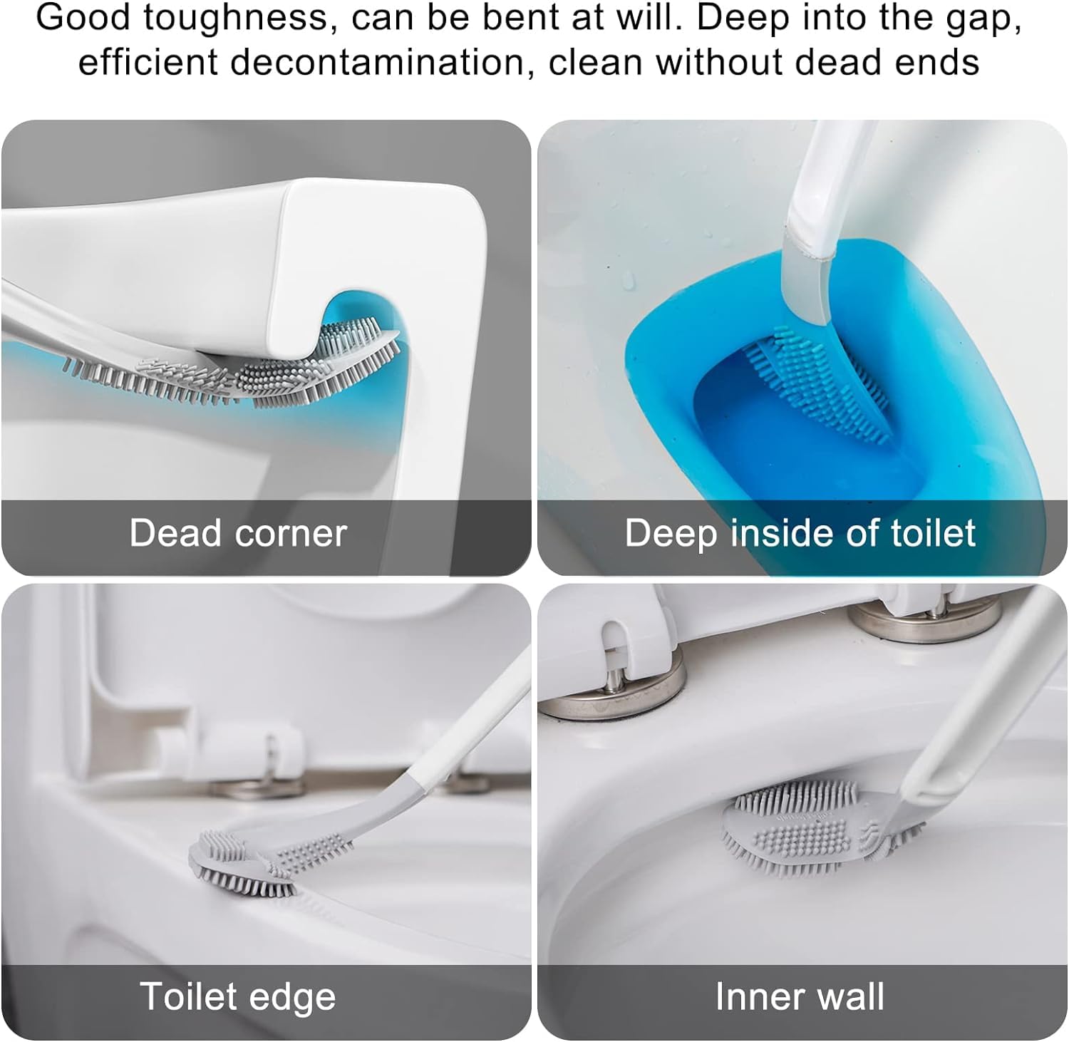 ilicone Toilet Brush with Long Handle | L-Shape Golf Head Toilet Cleaner for Deep Cleaning Corners, Wash Basin & Bathroom | Quick & Hygienic Toilet Cleaning Brush