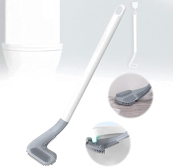 ilicone Toilet Brush with Long Handle | L-Shape Golf Head Toilet Cleaner for Deep Cleaning Corners, Wash Basin & Bathroom | Quick & Hygienic Toilet Cleaning Brush