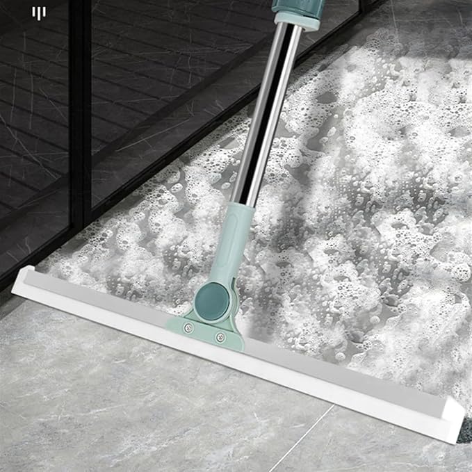 Magic Broom Silicone Floor Wiper–180° Rotating Squeegee for Floor, Tile, Marble, Glass & Window Cleaning, Adjustable Long Handle, Durable Silicone Blade for Bathroom, Home