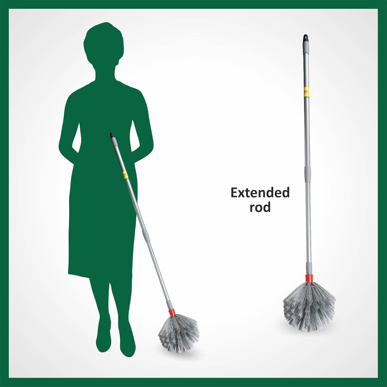 Metal Jala Cleaning Broom/Brush with Long Extendable Handle,Flexible Triangular Bristles for Ceiling Fan,Cobweb,and Corner Cleaning,Lightweight,Washable,Dust Remover for Home&Office Use