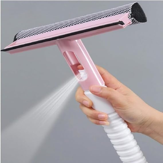 Window Cleaning Scraper with Spray Squeegee | Glass Cleaner Tool with Spray Bottle & Replaceable Sponge | Multifunctional