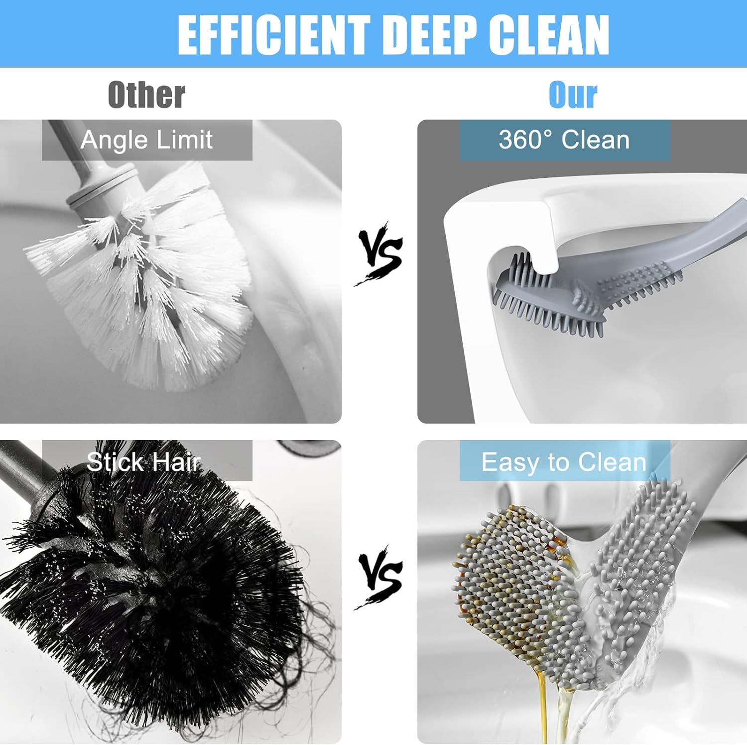 ilicone Toilet Brush with Long Handle | L-Shape Golf Head Toilet Cleaner for Deep Cleaning Corners, Wash Basin & Bathroom | Quick & Hygienic Toilet Cleaning Brush
