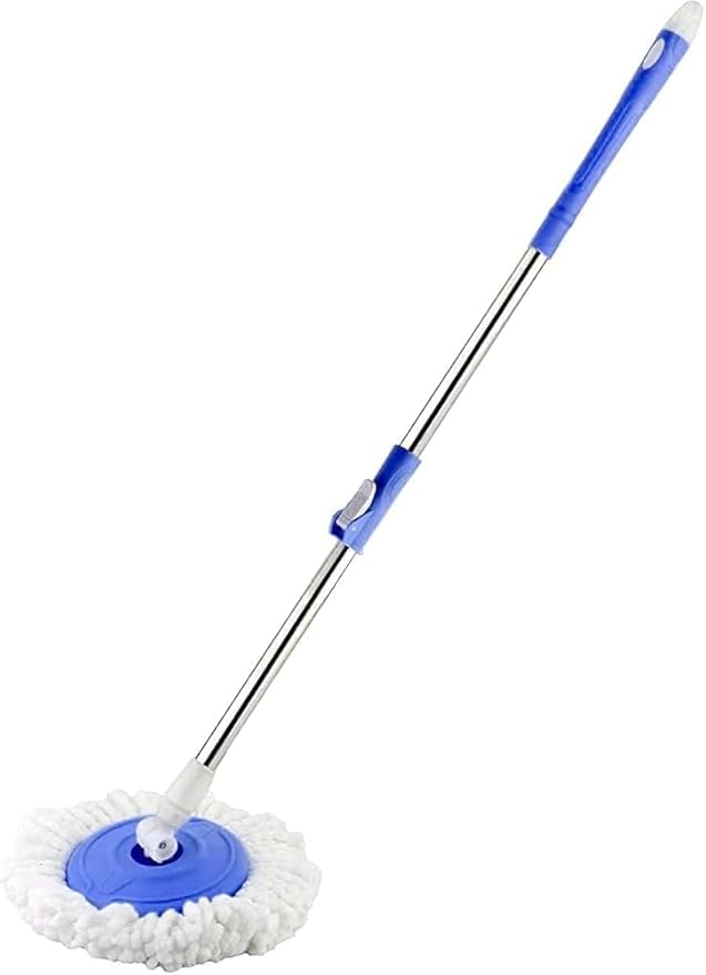 Spin Mop 360 Degree Stick for Floor Cleaning Without Bucket | Extendable Handle Rod with Fast-Connect System and Removable Microfiber Refill Mop for Home & Kitchen