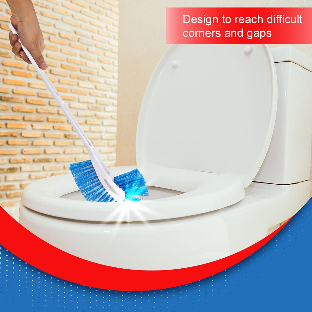 Hockey Toilet Brush | Longer Handle Ergonomic Design | Angular Design to Reach All Corners