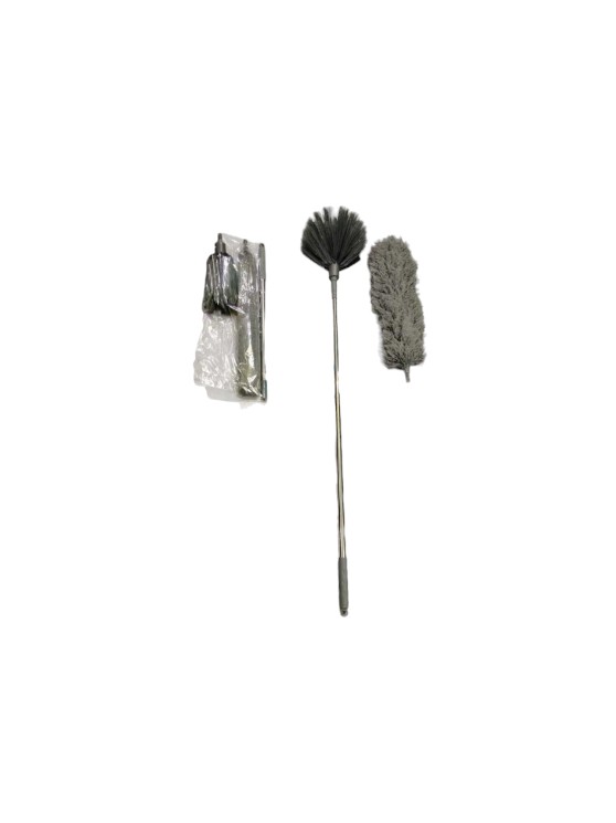 2 in 1 Telescopic Duster Handle Microfiber Feather Fan Ceiling Duster for Dust Cleaning with extendable Pole 100 Inch with Anti Scratch Bendable Brush for Cleaning High roof Cobweb Stick